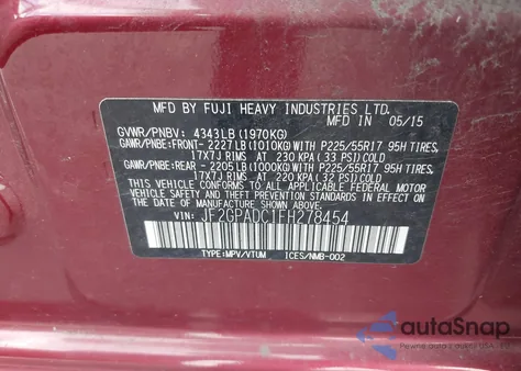 2015 Subaru Xv Crosstrek 2.0I Premium из США, поврежденный, VIN JF2GPADC1FH278454